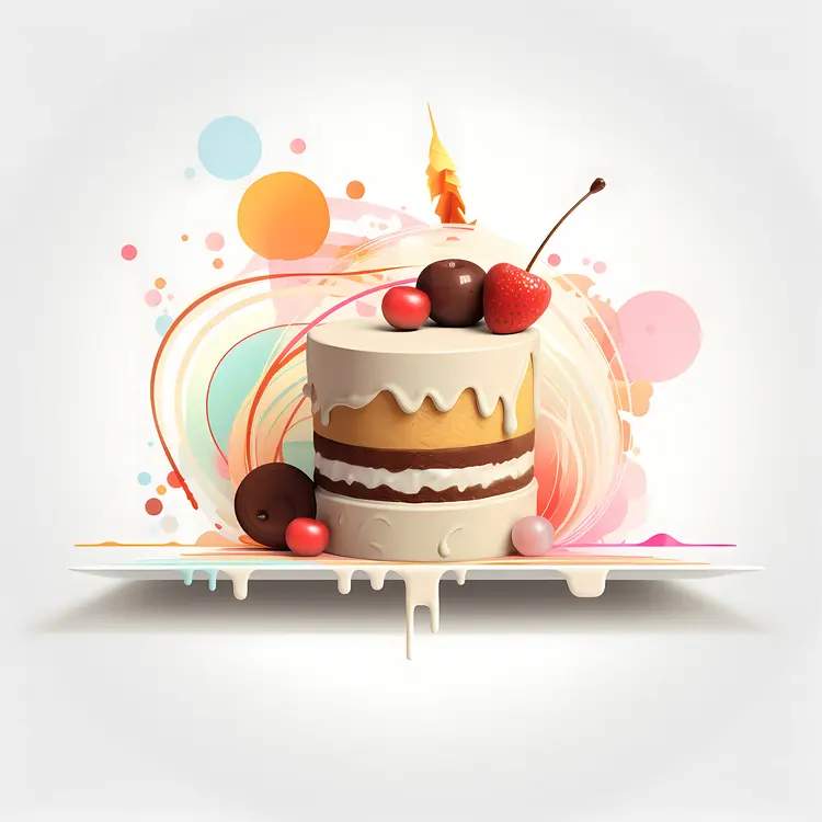 Decorative Cake with Cherries and Chocolate Balls
