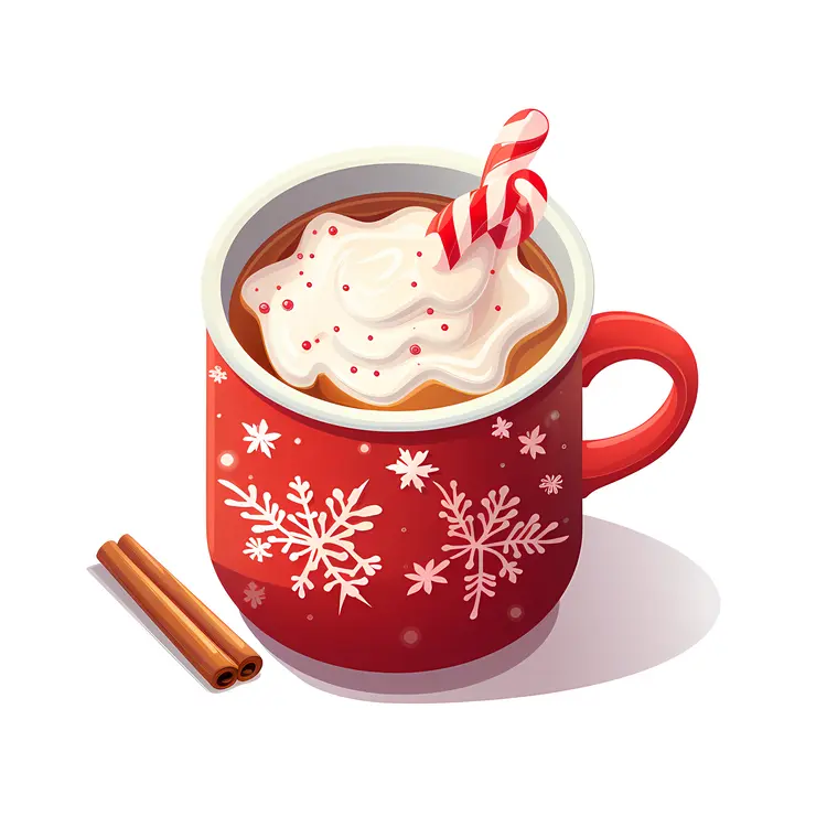 Hot Chocolate with Whipped Cream and Candy Cane