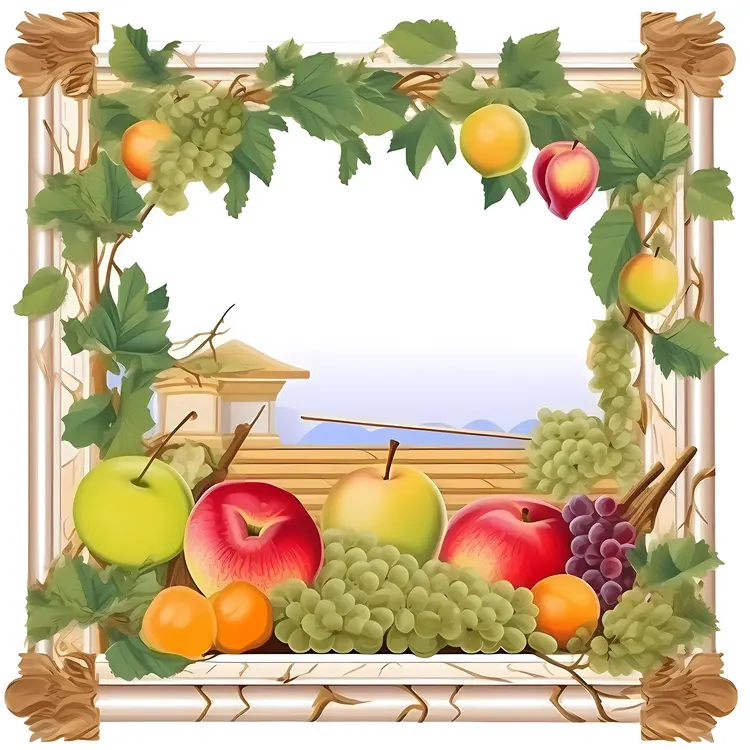 Colorful Fruits in a Wooden Frame