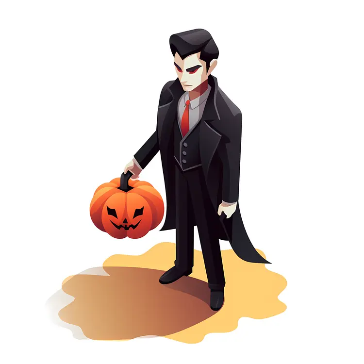 Cute Vampire Holding a Pumpkin