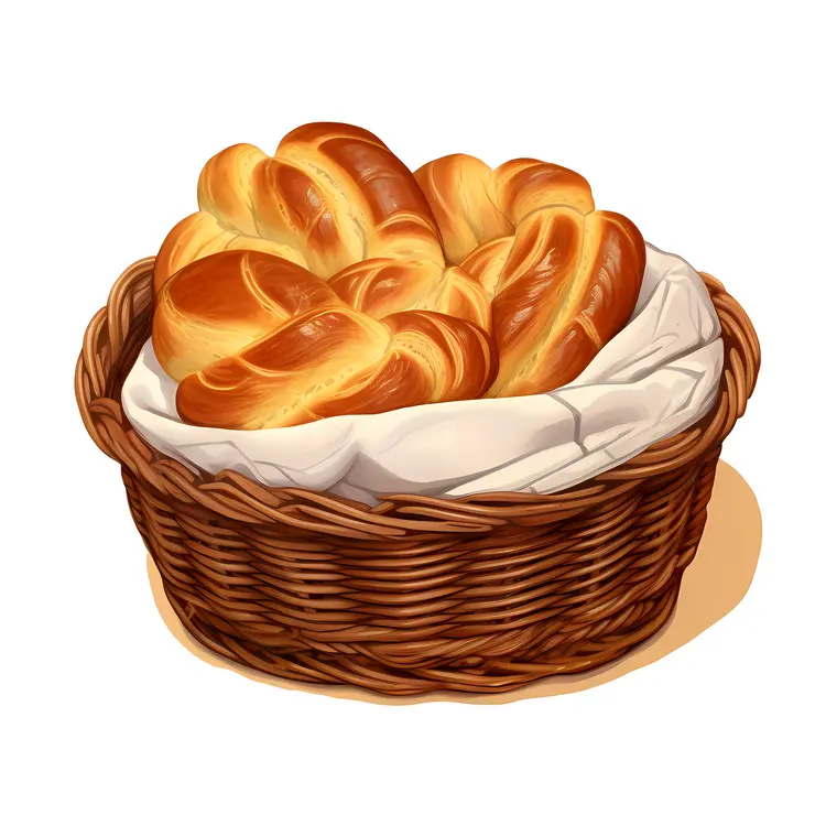Golden Braided Bread in Basket