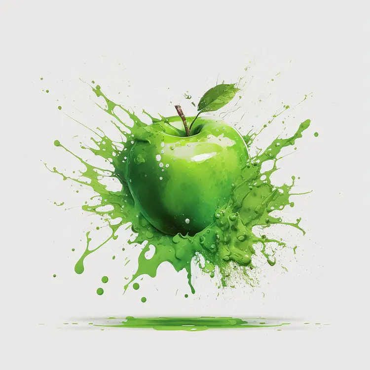 Green Apple Splash Illustration