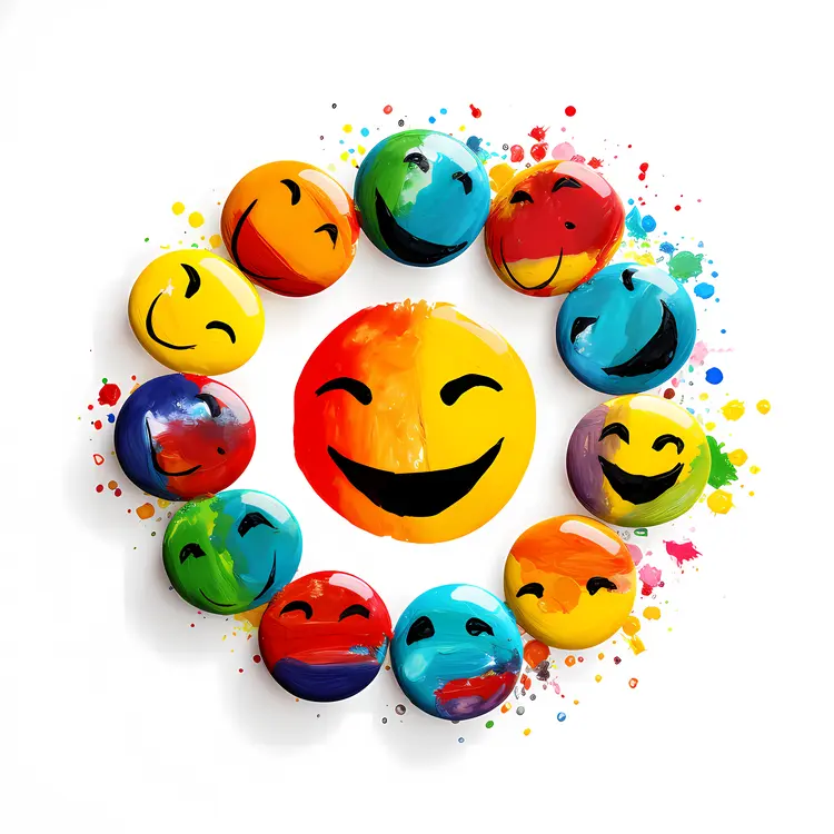 Rainbow Circle of Smiley Faces