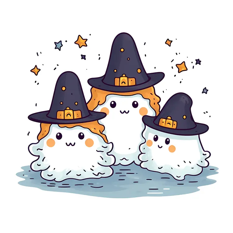 Three Ghosts with Black Hats