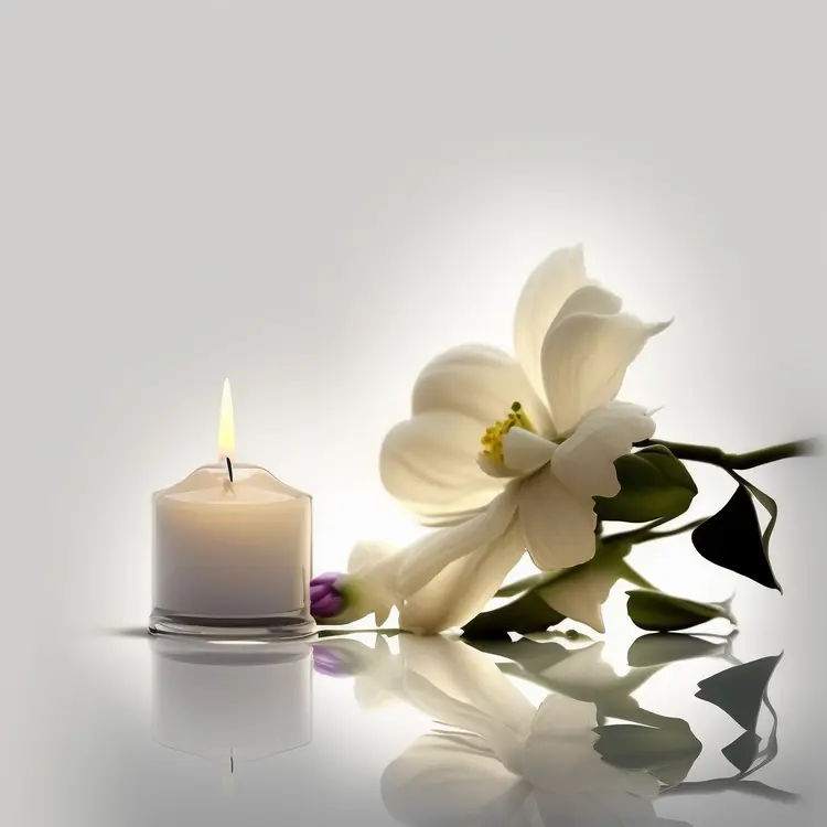 Small White Candle with Flower