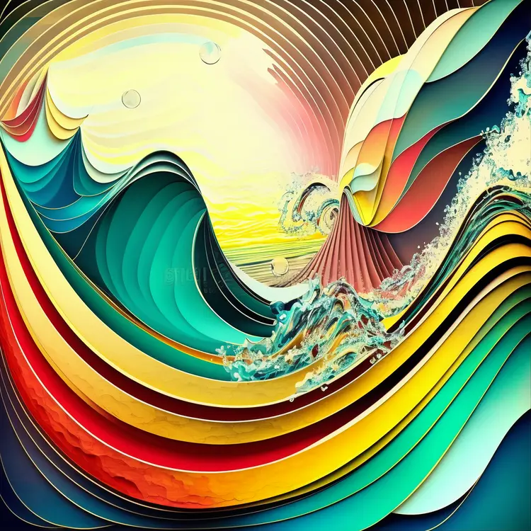 Colorful Abstract Waves in Modern Art Style