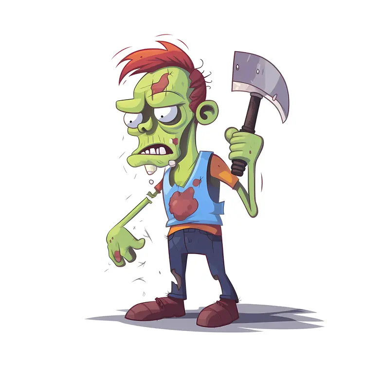 Cartoon Zombie with Axe for Halloween