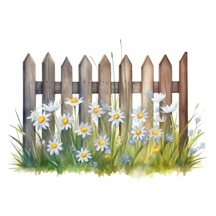 Daisies by Wooden Fence