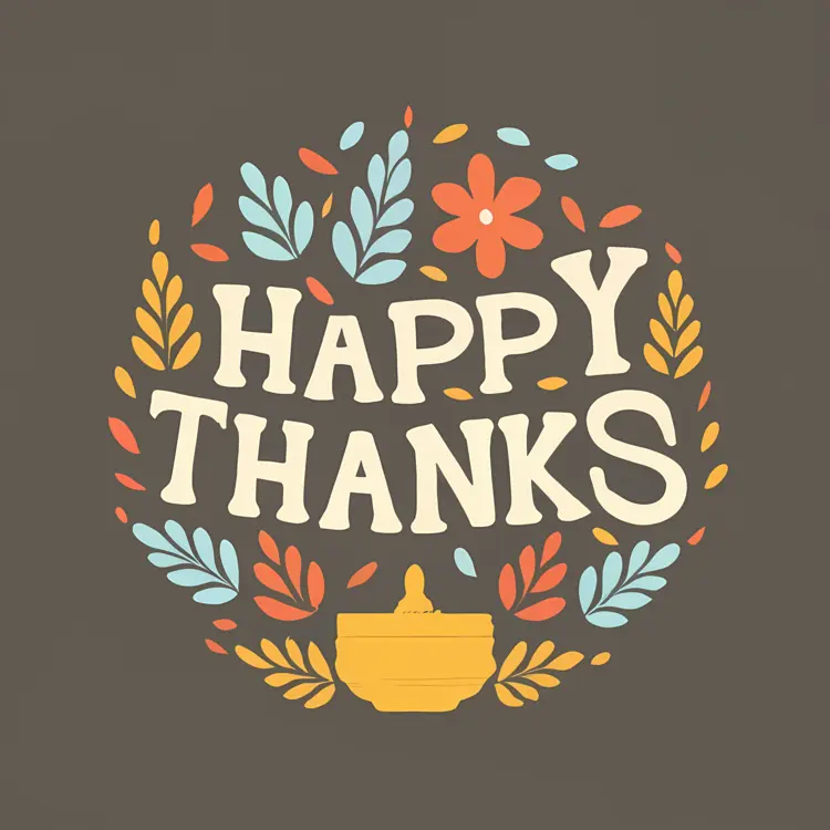 Happy Thanks with Festive Decorations