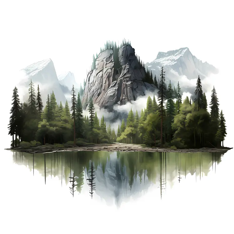 Mountain Landscape with Lake Reflection