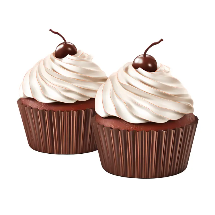 Chocolate Cupcakes with White Frosting and Cherries