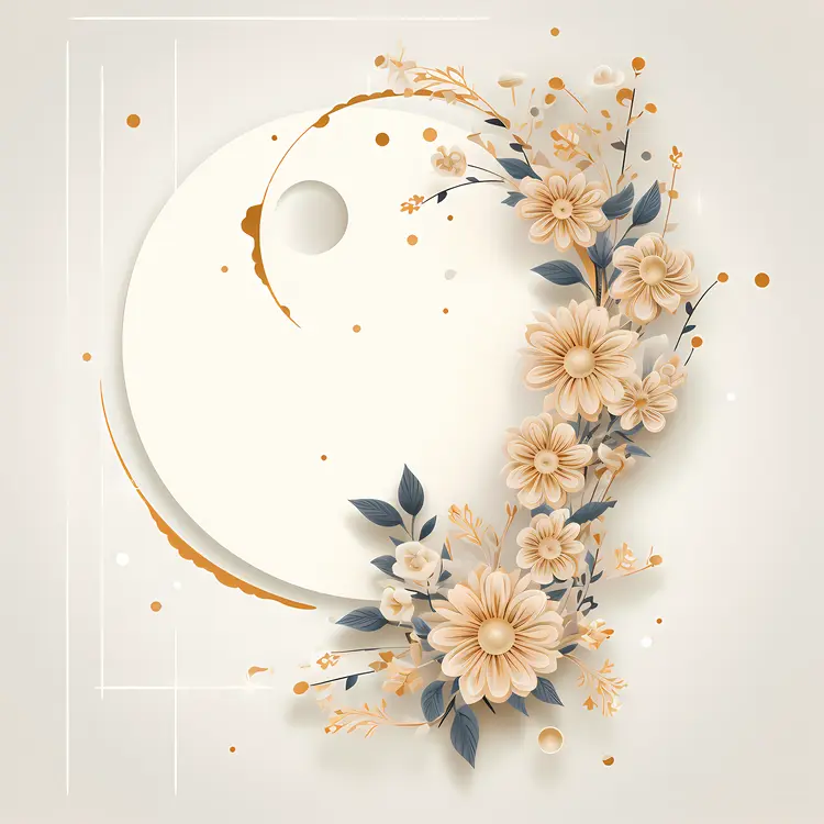 Beige Flowers with Geometric Background