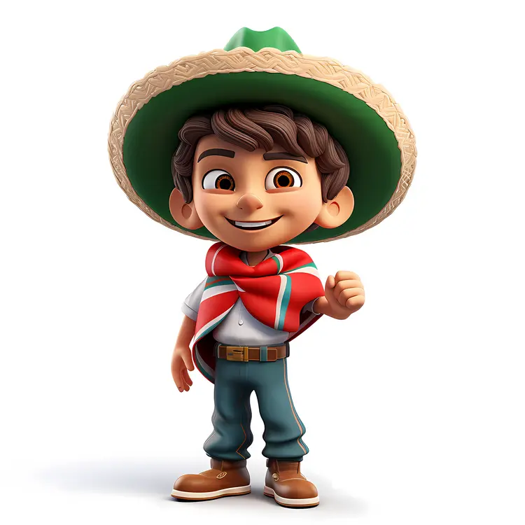 Cute Cartoon Boy in Sombrero
