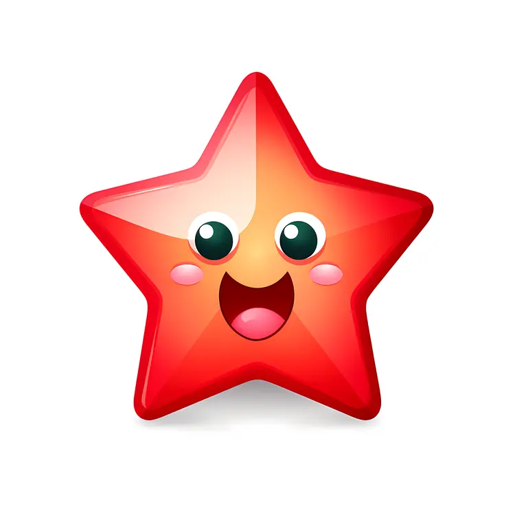 Smiling Red Star with Green Eyes