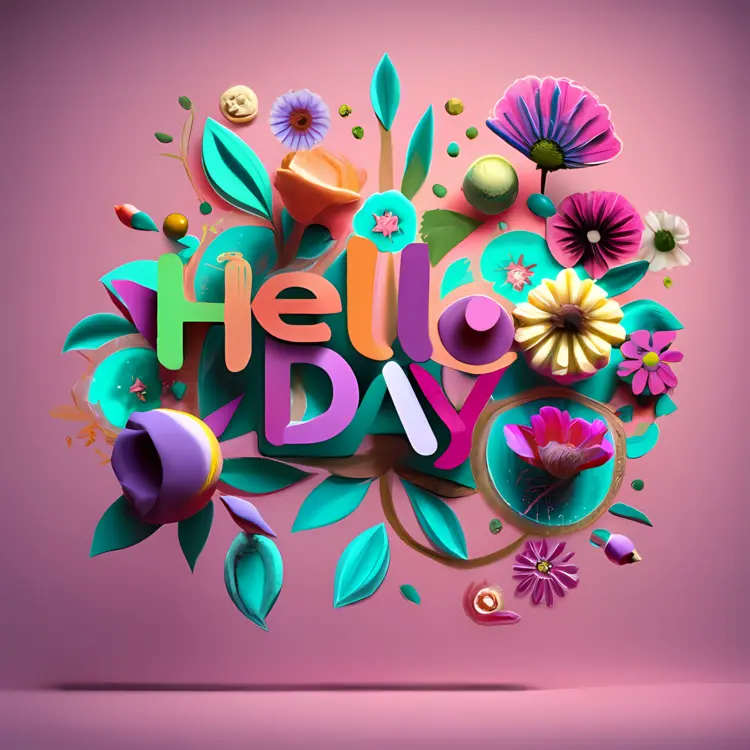 Colorful World Hello Day with Vibrant Flowers