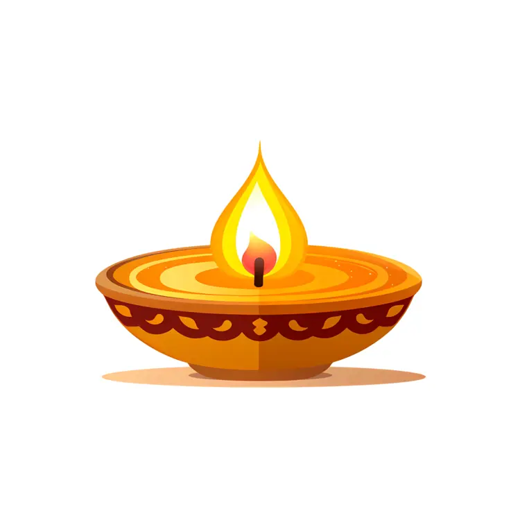 Traditional Diya Lamp with Flame