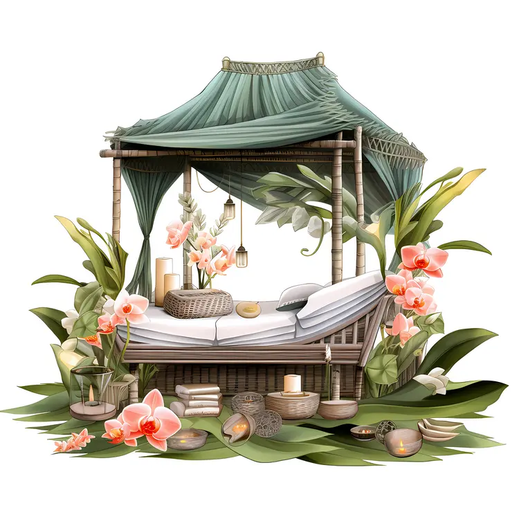 Serene Spa Bed with Flowers