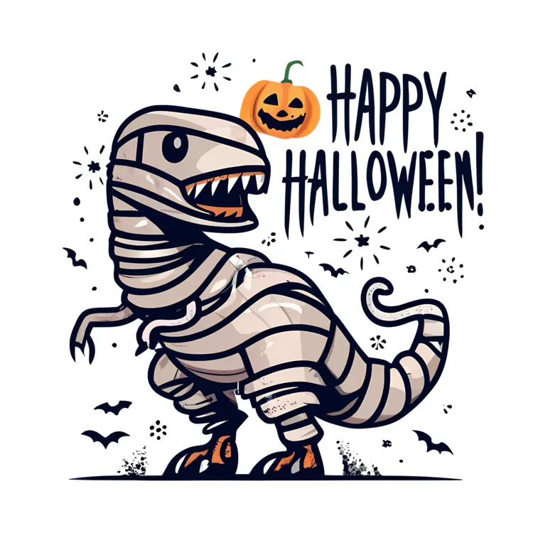 Mummy Dinosaur with Pumpkin