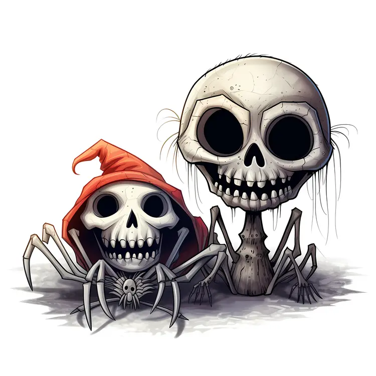 Cute Skeleton Spider Duo