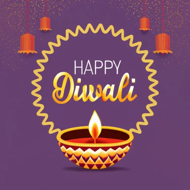 Happy Diwali with Golden Lamp