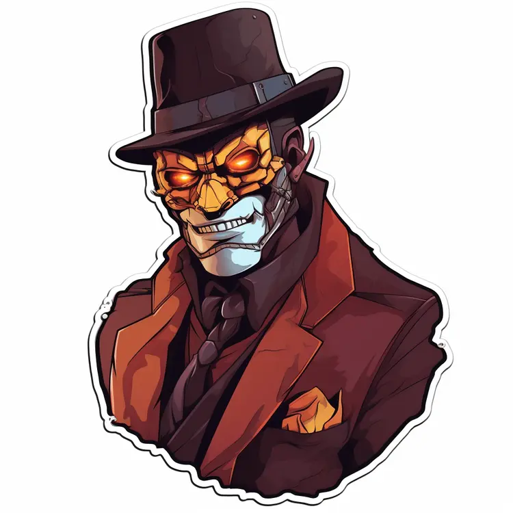Cyborg in a Suit Illustration for Halloween