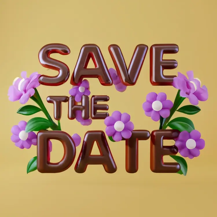 Save the Date with Purple Flowers