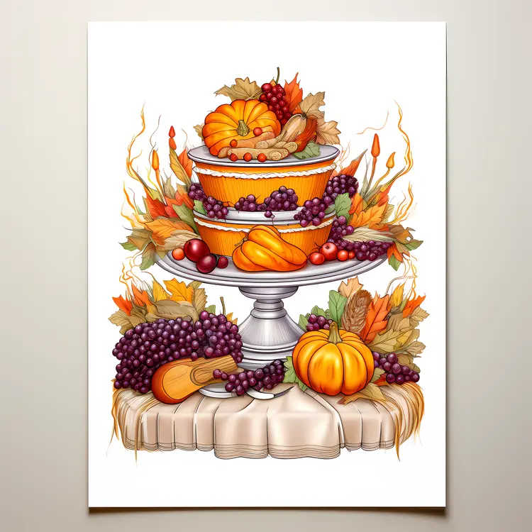 Harvest Centerpiece with Pumpkins and Grapes