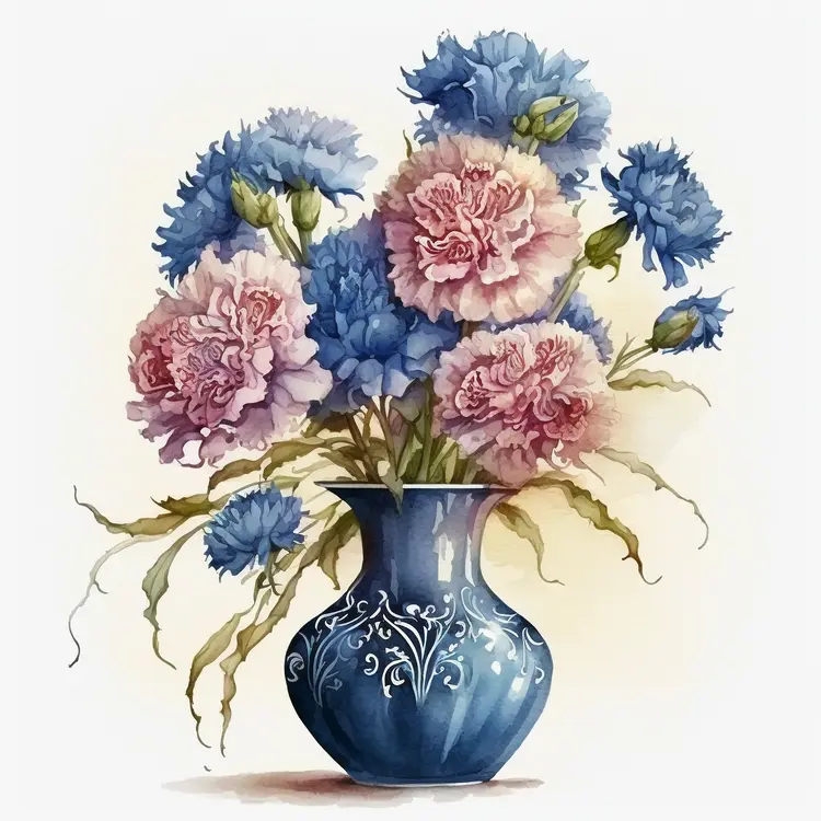 Beautiful Floral Arrangement in Blue Vase