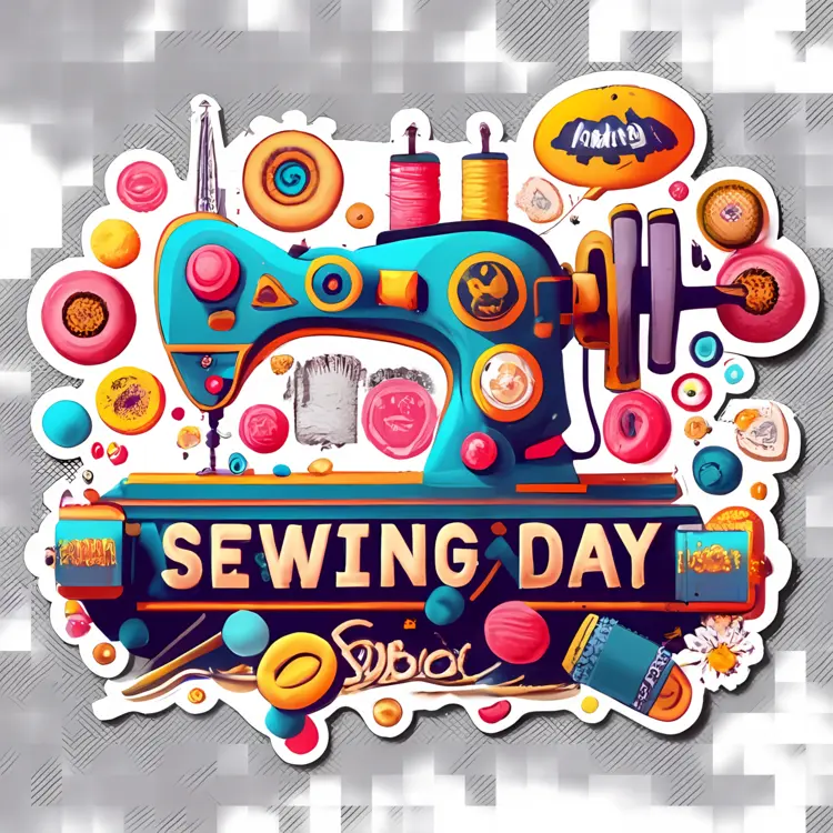 Colorful Sewing Machine with Buttons and Threads