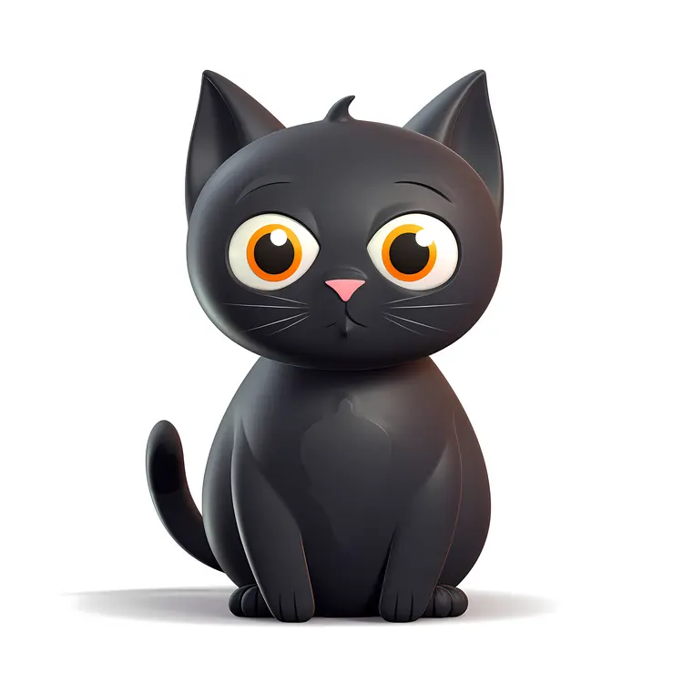 Cute Black Cartoon Cat for Halloween