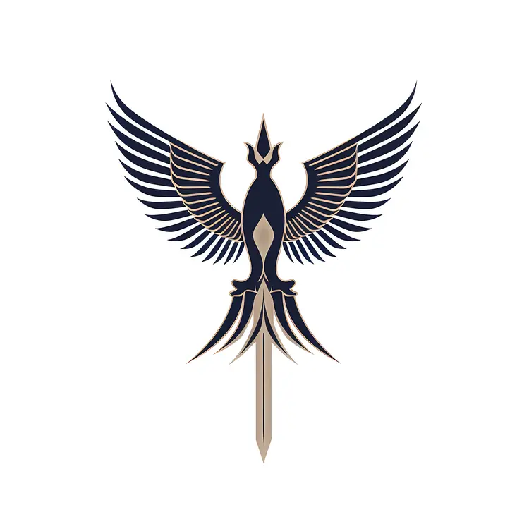 Stylized Bird with Sword-like Tail