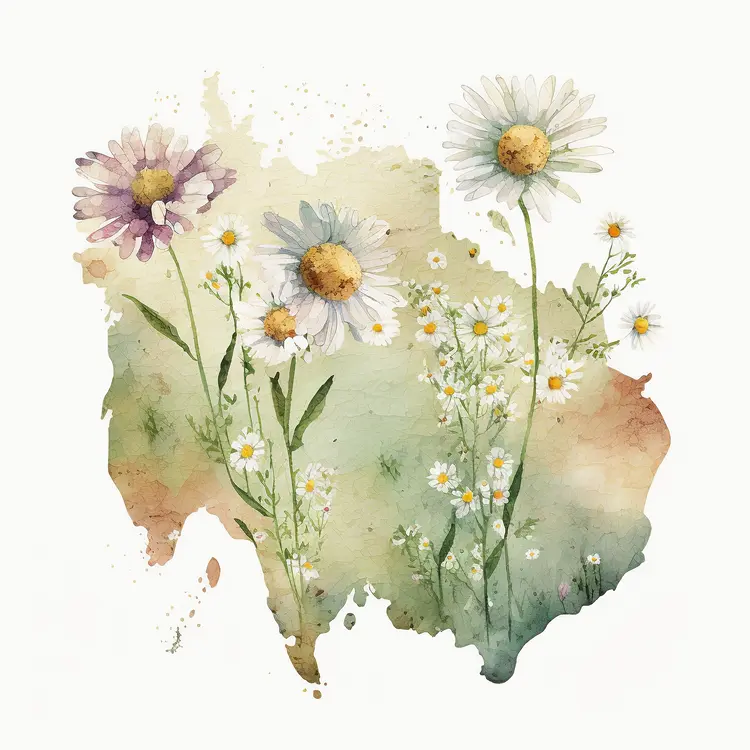 Beautiful Daisy Watercolor Painting