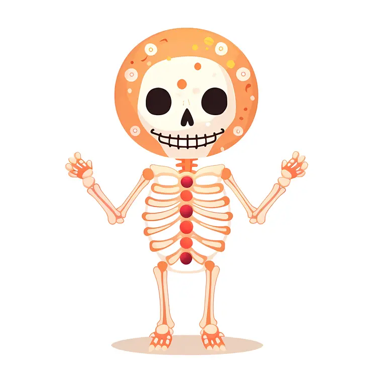 Cute Orange Skeleton with Dots