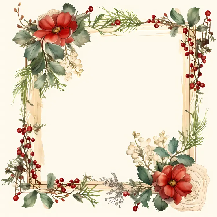 Christmas Floral Frame