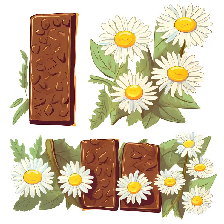 Chocolate Bars with Daisies Illustration