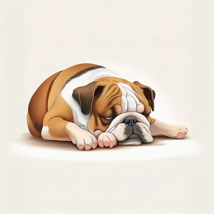 Cute Sleeping Bulldog Illustration