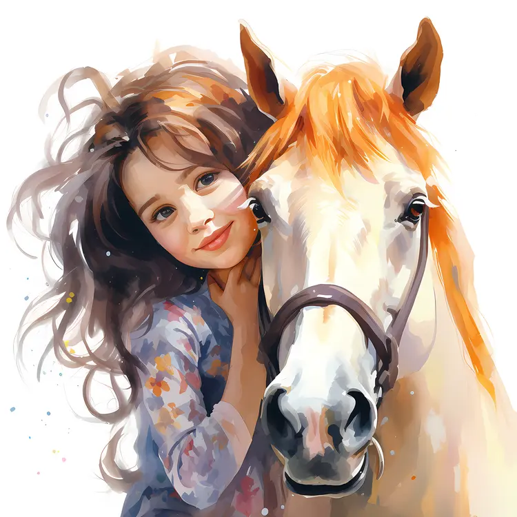 Girl and Horse Friendship Illustration