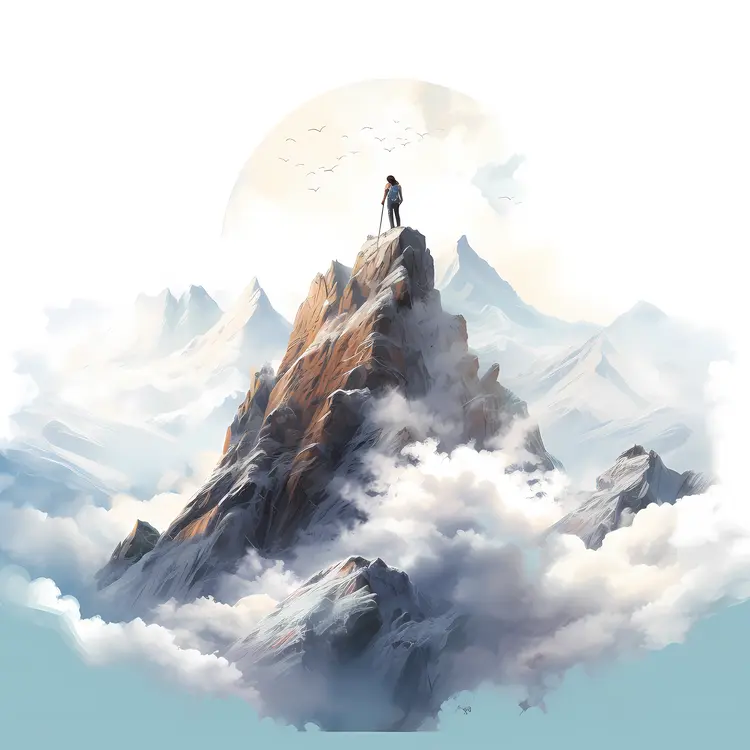 Climber on a Majestic Mountain Peak