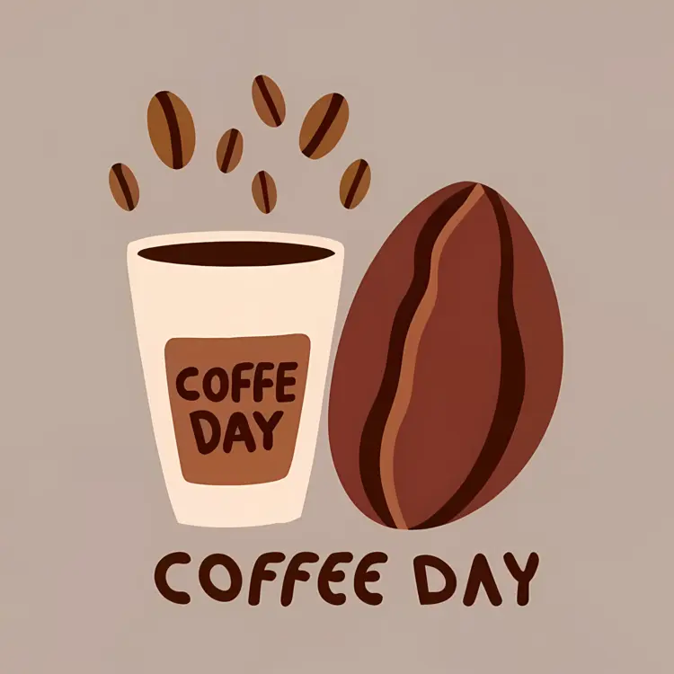 Coffee Cup with Coffee Day Label