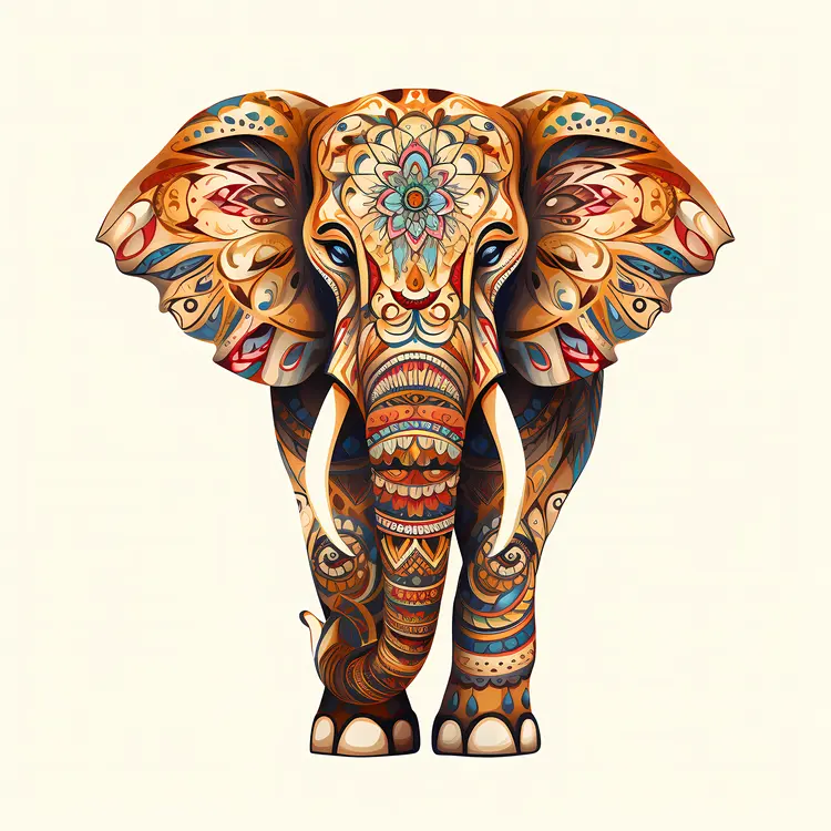 Colorful Ornate Elephant Illustration