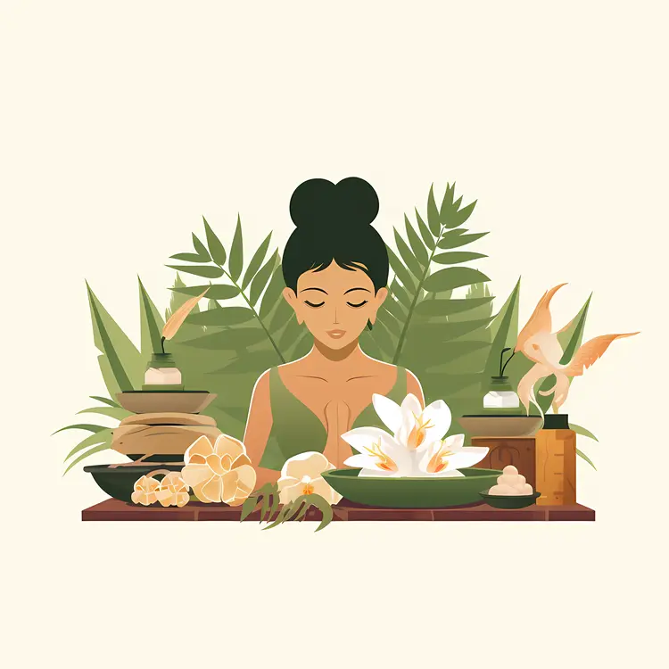 Relaxing Spa Treatment with Flowers and Candles