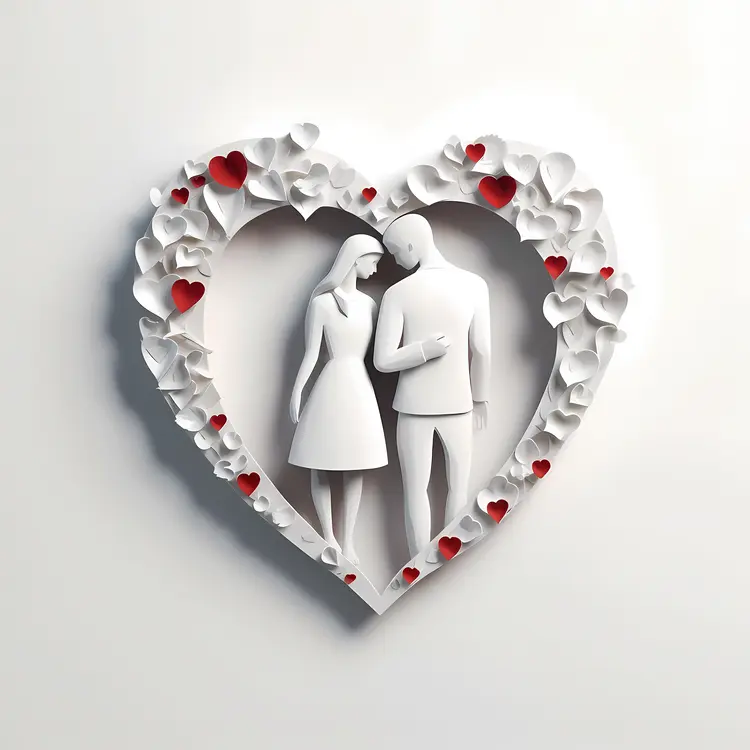 Couple Silhouette with Heart Background