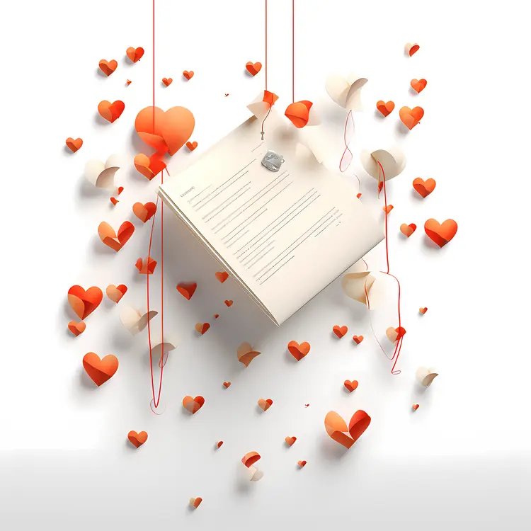 Book with Floating Hearts and Strings