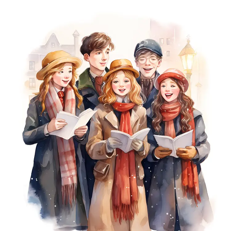Group of Children Singing Christmas Carols