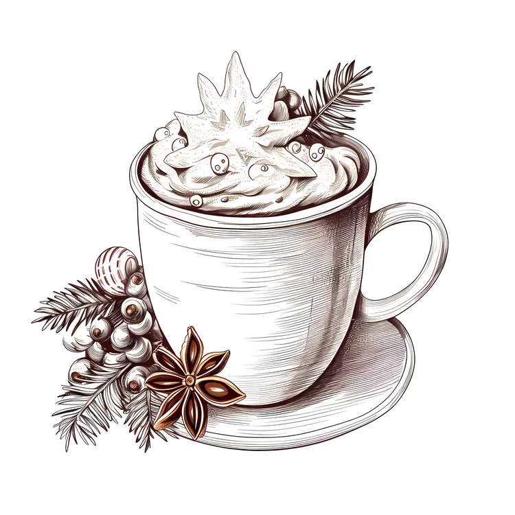 Cup of Hot Drink with Whipped Cream and Spices