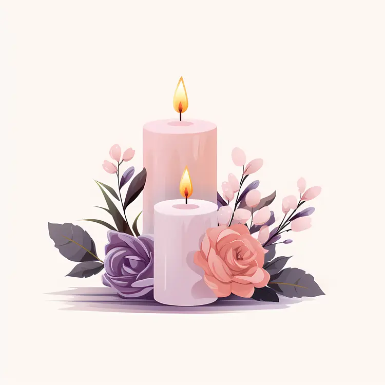 Beautiful Candles with Floral Arrangement