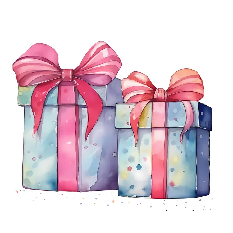 Two Gift Boxes with Pink Ribbons