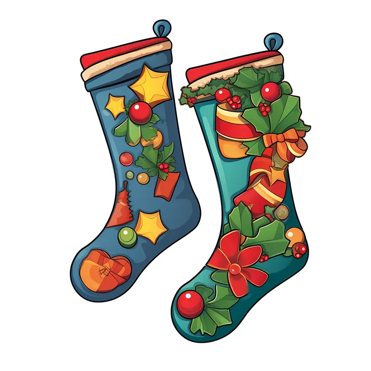 Christmas Stockings with Holiday Ornaments