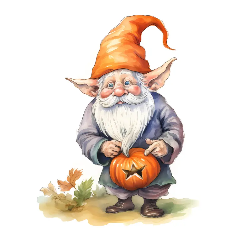 Cute Gnome with Pumpkin for Halloween
