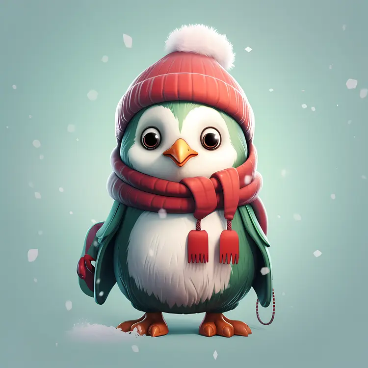 Charming Penguin in Winter Gear